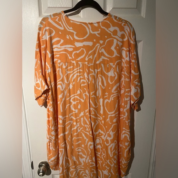 Monki Orange Doodle Print Oversized Shirt Dress - Picture 5 of 10
